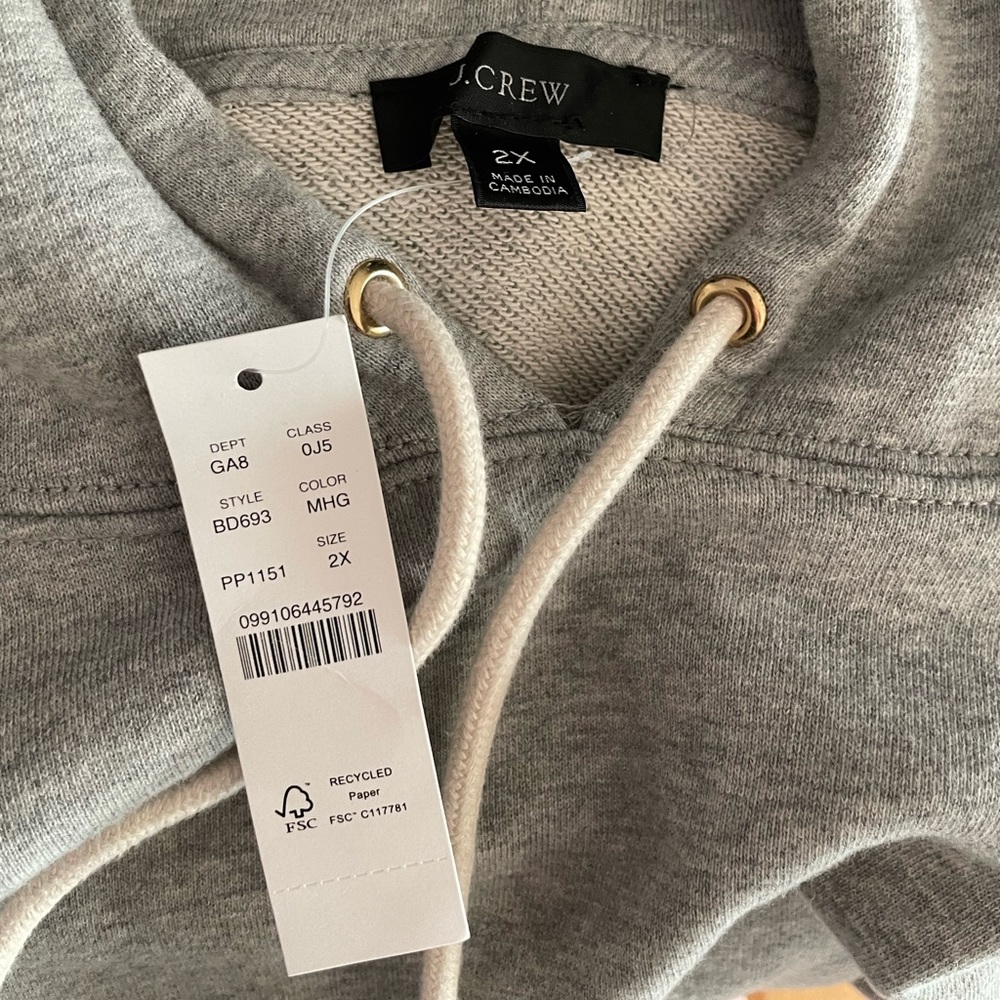J. Crew 2XL Heather Grey University terry oversized hoodie
Item BD693 - Picture 3 of 5